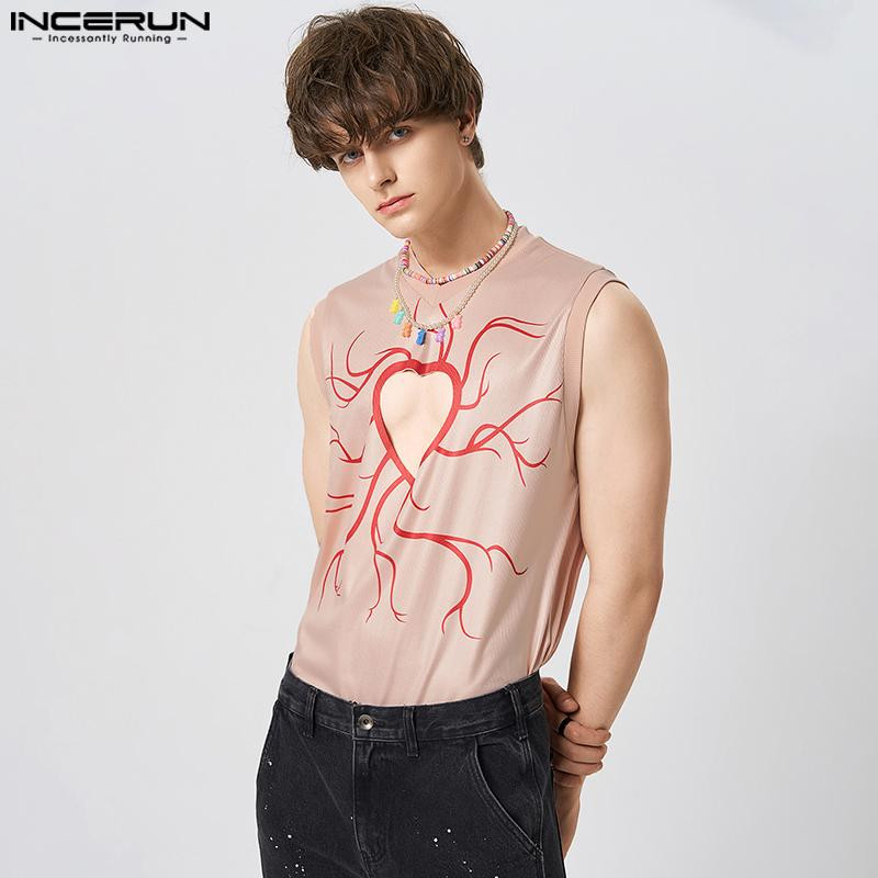 2023 maiuri pentru bărbați cu imprimeu scobit cu decolteu în V, veste casual fără mâneci, bărbați, personalitate de vară, topuri de modă sexy, S-5XL INCERUN