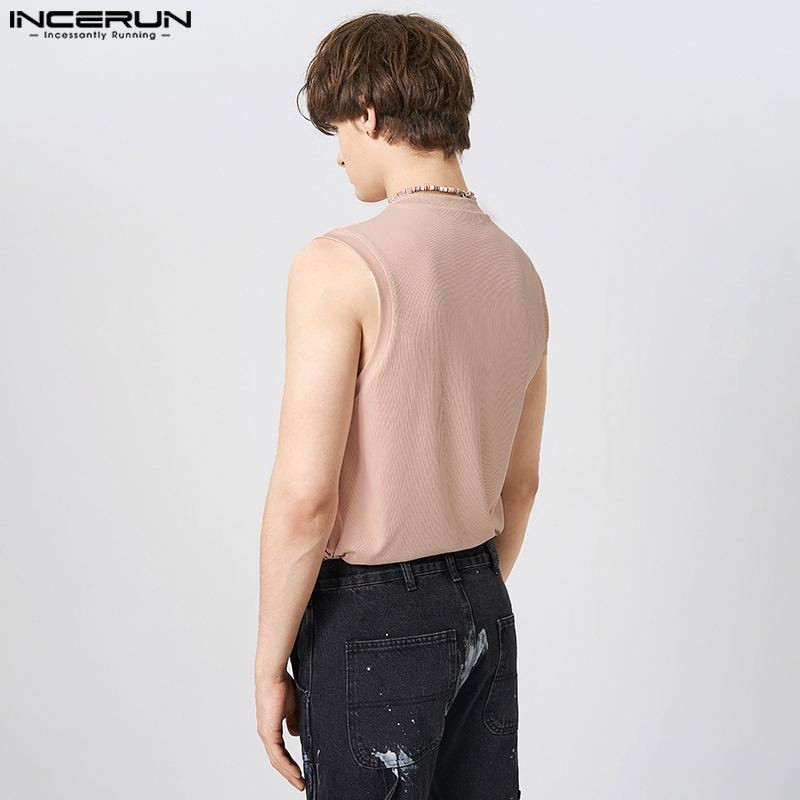 2023 maiuri pentru bărbați cu imprimeu scobit cu decolteu în V, veste casual fără mâneci, bărbați, personalitate de vară, topuri de modă sexy, S-5XL INCERUN