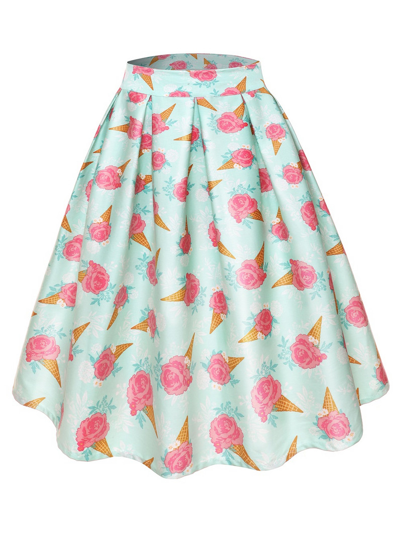 Retro Plus Size In carouri colorate Vintage Retro Fuste Femei Imprimeu Chic Summer Party Fuste 3xl 4xl Femei Fuste Tutu Saia