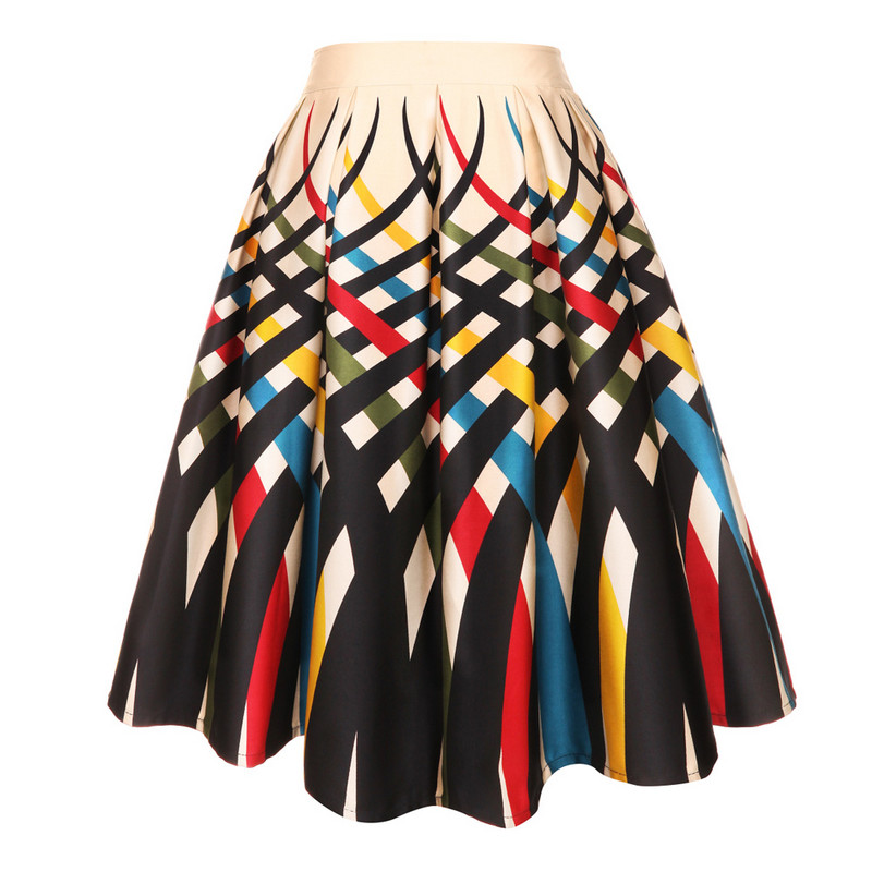 Retro Plus Size In carouri colorate Vintage Retro Fuste Femei Imprimeu Chic Summer Party Fuste 3xl 4xl Femei Fuste Tutu Saia