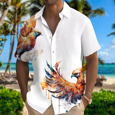 Hawaii Férfi Oroszlán ingek Színes divat Állati 3D nyomtatás Ruházat ing Napi kaukális nyári Corinthians testes alkalmi ruha