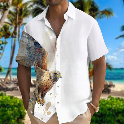 Hawaii Férfi Oroszlán ingek Színes divat Állati 3D nyomtatás Ruházat ing Napi kaukális nyári Corinthians testes alkalmi ruha