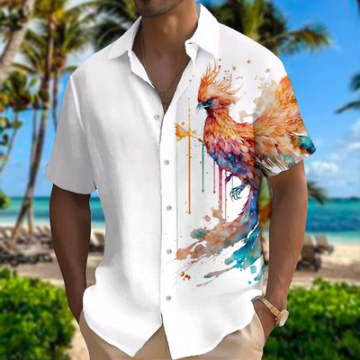 Hawaii Férfi Oroszlán ingek Színes divat Állati 3D nyomtatás Ruházat ing Napi kaukális nyári Corinthians testes alkalmi ruha