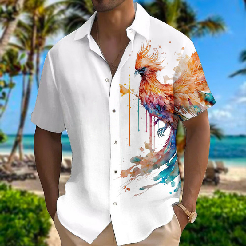 Hawaii Férfi Oroszlán ingek Színes divat Állati 3D nyomtatás Ruházat ing Napi kaukális nyári Corinthians testes alkalmi ruha