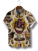 Havajské košele pre mužov, ležérne, krátke rukávy, streetwear, humanitné témy, oblečenie, letné, nadrozmerné topy, Harajuku, golier s odklopením