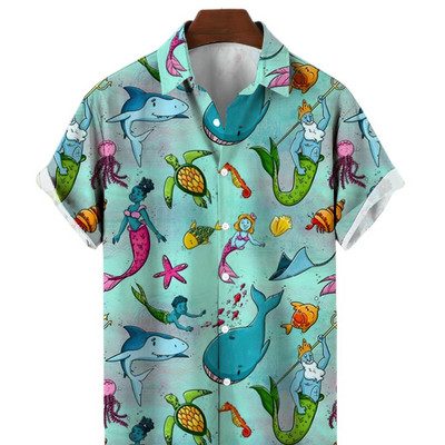 Havajské košele pre mužov, ležérne, krátke rukávy, streetwear, humanitné témy, oblečenie, letné, nadrozmerné topy, Harajuku, golier s odklopením