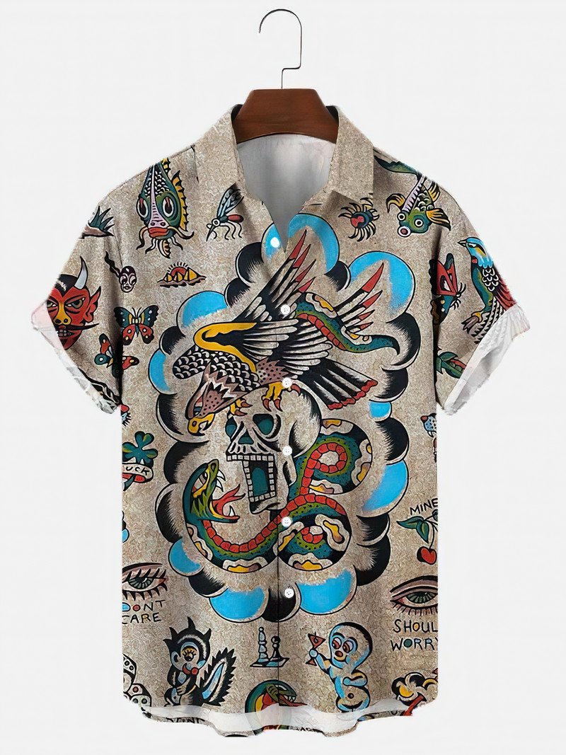 Havajské košele pre mužov, ležérne, krátke rukávy, streetwear, humanitné témy, oblečenie, letné, nadrozmerné topy, Harajuku, golier s odklopením