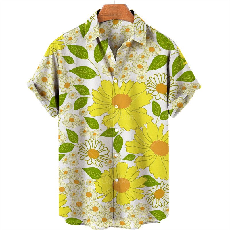 Ανδρικό πουκάμισο χαβανέζικης κοινωνικής καλοκαιρινής στάμπας Κομψό κοντό μανίκι Harajuku Gothic υπερμεγέθη πολυτελή ρούχα γυμναστικής με κουμπιά Vintage