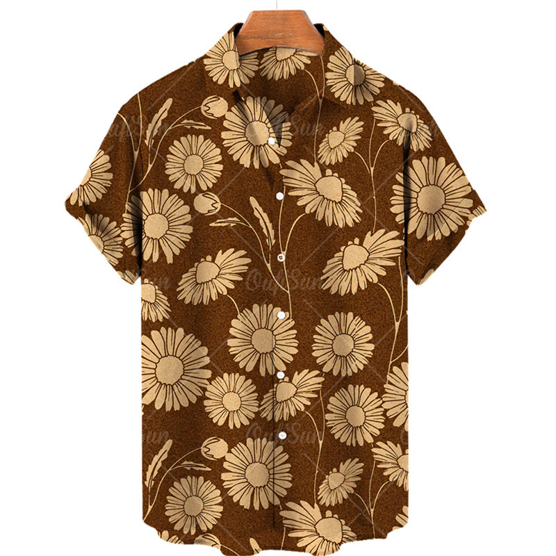 Ανδρικό πουκάμισο χαβανέζικης κοινωνικής καλοκαιρινής στάμπας Κομψό κοντό μανίκι Harajuku Gothic υπερμεγέθη πολυτελή ρούχα γυμναστικής με κουμπιά Vintage