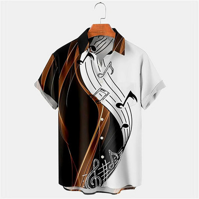 Modes krekls vīriešiem, mūzikas svītra, 3D apdruka, brīvs, liela izmēra krekls, ikdienas ikdienas vīriešu apģērbs, havajiešu pludmales sporta krekls, ballītes T-krekli