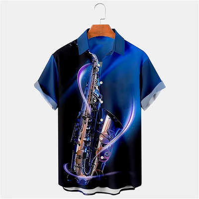 Modes krekls vīriešiem, mūzikas svītra, 3D apdruka, brīvs, liela izmēra krekls, ikdienas ikdienas vīriešu apģērbs, havajiešu pludmales sporta krekls, ballītes T-krekli