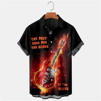 Modes krekls vīriešiem, mūzikas svītra, 3D apdruka, brīvs, liela izmēra krekls, ikdienas ikdienas vīriešu apģērbs, havajiešu pludmales sporta krekls, ballītes T-krekli