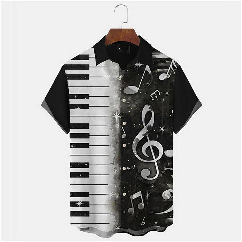 Modes krekls vīriešiem, mūzikas svītra, 3D apdruka, brīvs, liela izmēra krekls, ikdienas ikdienas vīriešu apģērbs, havajiešu pludmales sporta krekls, ballītes T-krekli