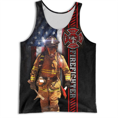 CLOOCL Vīriešu veste Ugunsdzēsēja emblēma 3D visur ar apdrukātu vīriešu topi Ielu apģērbi Harajuku vasaras vēsas sporta topi bez piedurknēm