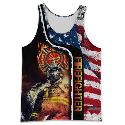 CLOOCL Vīriešu veste Ugunsdzēsēja emblēma 3D visur ar apdrukātu vīriešu topi Ielu apģērbi Harajuku vasaras vēsas sporta topi bez piedurknēm