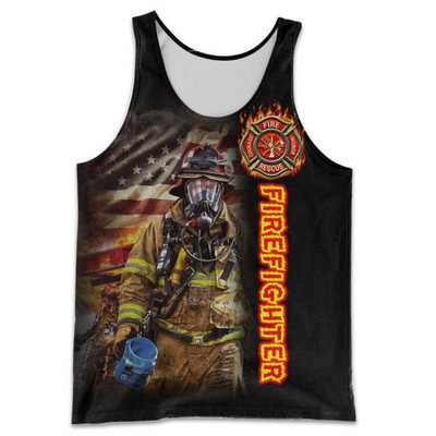 CLOOCL Vīriešu veste Ugunsdzēsēja emblēma 3D visur ar apdrukātu vīriešu topi Ielu apģērbi Harajuku vasaras vēsas sporta topi bez piedurknēm