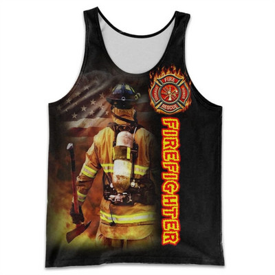 CLOOCL Vīriešu veste Ugunsdzēsēja emblēma 3D visur ar apdrukātu vīriešu topi Ielu apģērbi Harajuku vasaras vēsas sporta topi bez piedurknēm