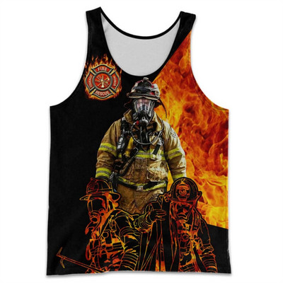 CLOOCL Vīriešu veste Ugunsdzēsēja emblēma 3D visur ar apdrukātu vīriešu topi Ielu apģērbi Harajuku vasaras vēsas sporta topi bez piedurknēm