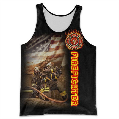 CLOOCL Vīriešu veste Ugunsdzēsēja emblēma 3D visur ar apdrukātu vīriešu topi Ielu apģērbi Harajuku vasaras vēsas sporta topi bez piedurknēm