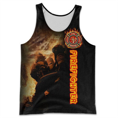 CLOOCL Vīriešu veste Ugunsdzēsēja emblēma 3D visur ar apdrukātu vīriešu topi Ielu apģērbi Harajuku vasaras vēsas sporta topi bez piedurknēm