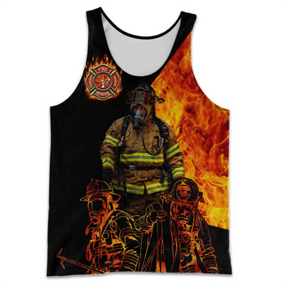 CLOOCL Vīriešu veste Ugunsdzēsēja emblēma 3D visur ar apdrukātu vīriešu topi Ielu apģērbi Harajuku vasaras vēsas sporta topi bez piedurknēm