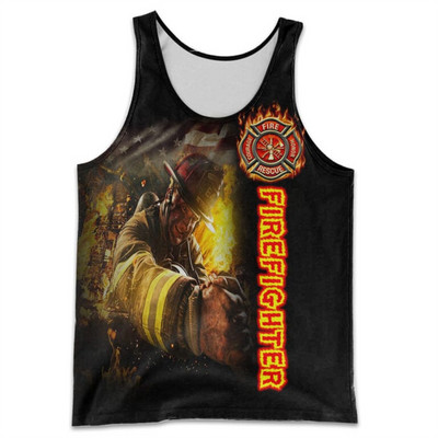 CLOOCL Vīriešu veste Ugunsdzēsēja emblēma 3D visur ar apdrukātu vīriešu topi Ielu apģērbi Harajuku vasaras vēsas sporta topi bez piedurknēm