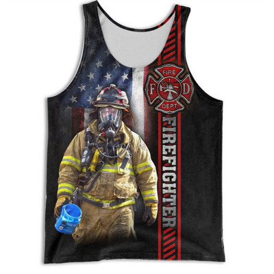 CLOOCL Vīriešu veste Ugunsdzēsēja emblēma 3D visur ar apdrukātu vīriešu topi Ielu apģērbi Harajuku vasaras vēsas sporta topi bez piedurknēm