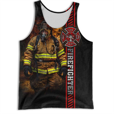 CLOOCL Vīriešu veste Ugunsdzēsēja emblēma 3D visur ar apdrukātu vīriešu topi Ielu apģērbi Harajuku vasaras vēsas sporta topi bez piedurknēm