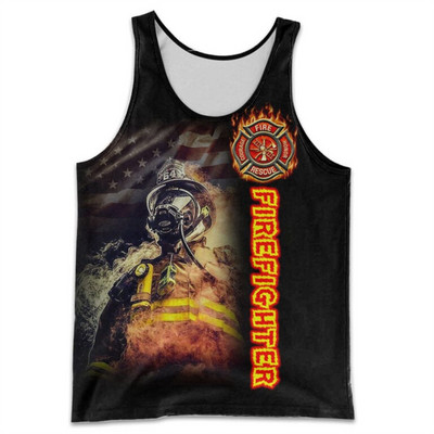 CLOOCL Vīriešu veste Ugunsdzēsēja emblēma 3D visur ar apdrukātu vīriešu topi Ielu apģērbi Harajuku vasaras vēsas sporta topi bez piedurknēm