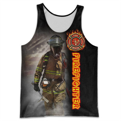 CLOOCL Vīriešu veste Ugunsdzēsēja emblēma 3D visur ar apdrukātu vīriešu topi Ielu apģērbi Harajuku vasaras vēsas sporta topi bez piedurknēm