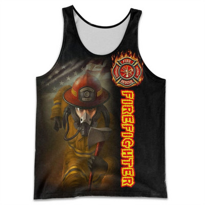 CLOOCL Vīriešu veste Ugunsdzēsēja emblēma 3D visur ar apdrukātu vīriešu topi Ielu apģērbi Harajuku vasaras vēsas sporta topi bez piedurknēm