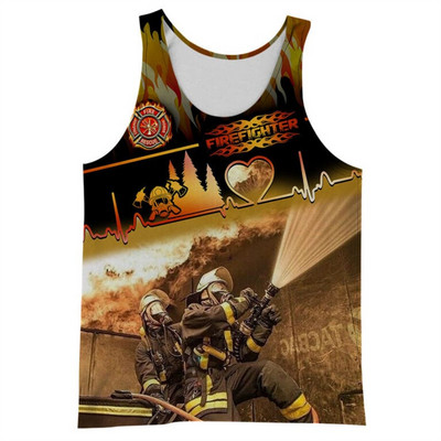 CLOOCL Vīriešu veste Ugunsdzēsēja emblēma 3D visur ar apdrukātu vīriešu topi Ielu apģērbi Harajuku vasaras vēsas sporta topi bez piedurknēm