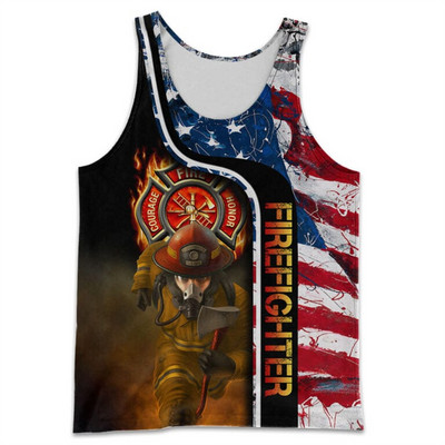 CLOOCL Vīriešu veste Ugunsdzēsēja emblēma 3D visur ar apdrukātu vīriešu topi Ielu apģērbi Harajuku vasaras vēsas sporta topi bez piedurknēm