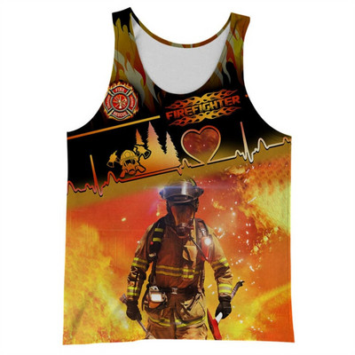 CLOOCL Vīriešu veste Ugunsdzēsēja emblēma 3D visur ar apdrukātu vīriešu topi Ielu apģērbi Harajuku vasaras vēsas sporta topi bez piedurknēm