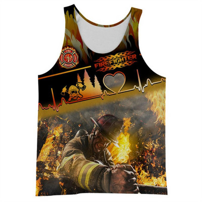 CLOOCL Vīriešu veste Ugunsdzēsēja emblēma 3D visur ar apdrukātu vīriešu topi Ielu apģērbi Harajuku vasaras vēsas sporta topi bez piedurknēm