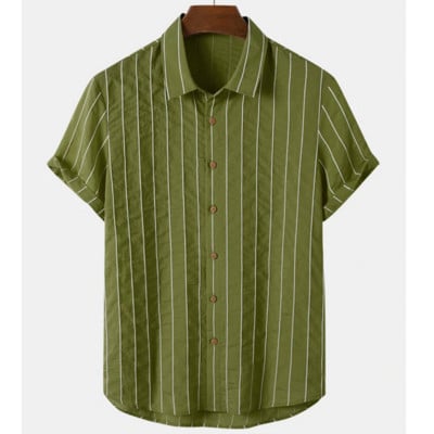 2023 Απλή ανδρική μόδα ριγέ πουκάμισο γιορτινό στυλ Κοντό μανίκι Ανδρικά ρούχα casual μπλουζάκι δρόμου Χαλαρό μπλουζάκι μεγάλου μεγέθους