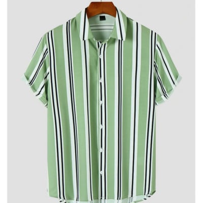 2023 Απλή ανδρική μόδα ριγέ πουκάμισο γιορτινό στυλ Κοντό μανίκι Ανδρικά ρούχα casual μπλουζάκι δρόμου Χαλαρό μπλουζάκι μεγάλου μεγέθους