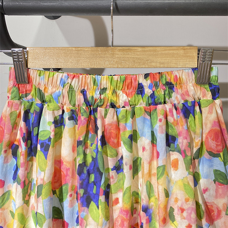 2023. gada vasara, jauna mode, ikdienas sieviešu gari svārki, asimetriskas volāni, drukas sieviešu brīvi svārki, liela izmēra 5XL 6XL 7XL