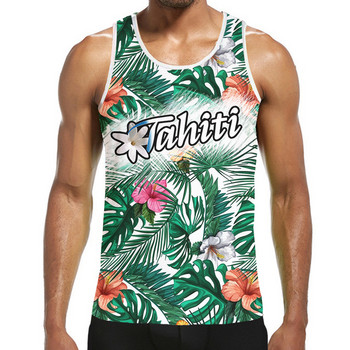 Τρισδιάστατη εκτύπωση Πολυνησία Ταϊτή sea Summer Beach Sea Ανδρικά φανελάκια Casual Fitness Bodybuilding Gym Muscle Ανδρικό αμάνικο πουκάμισο