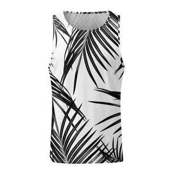 Coconut Мъжка жилетка с щампа на плажно дърво Ежедневни летни топове без ръкави с щампа с О-образно деколте Бодибилдинг мъже Tank Gym 2023 Облекло