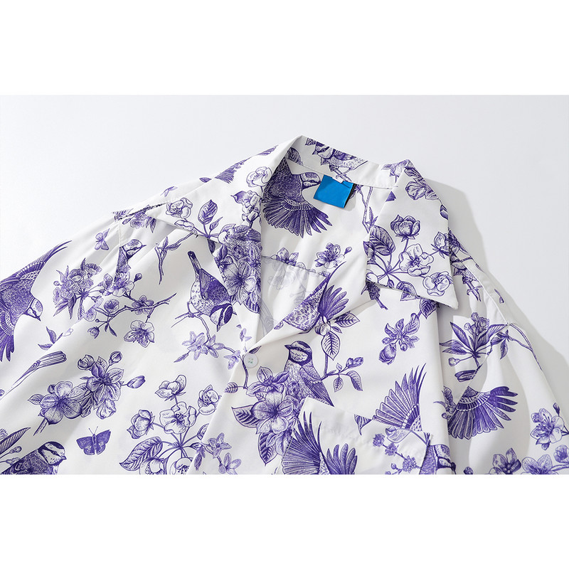 Tumša ikona Kubas apkakle Vintage vīriešu krekls Vasaras plāns materiāls Havaju krekls vīriešu augšdaļa