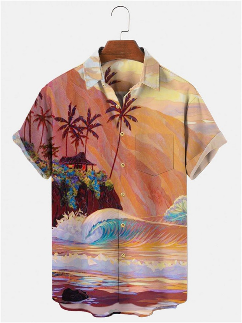 Χαβάη πουκάμισα για άνδρες και γυναίκες, πουκάμισα με στάμπα καρύδας για άνδρες, casual, κοντομάνικα, πέτο, μονόστομο, μεγάλο 5XL