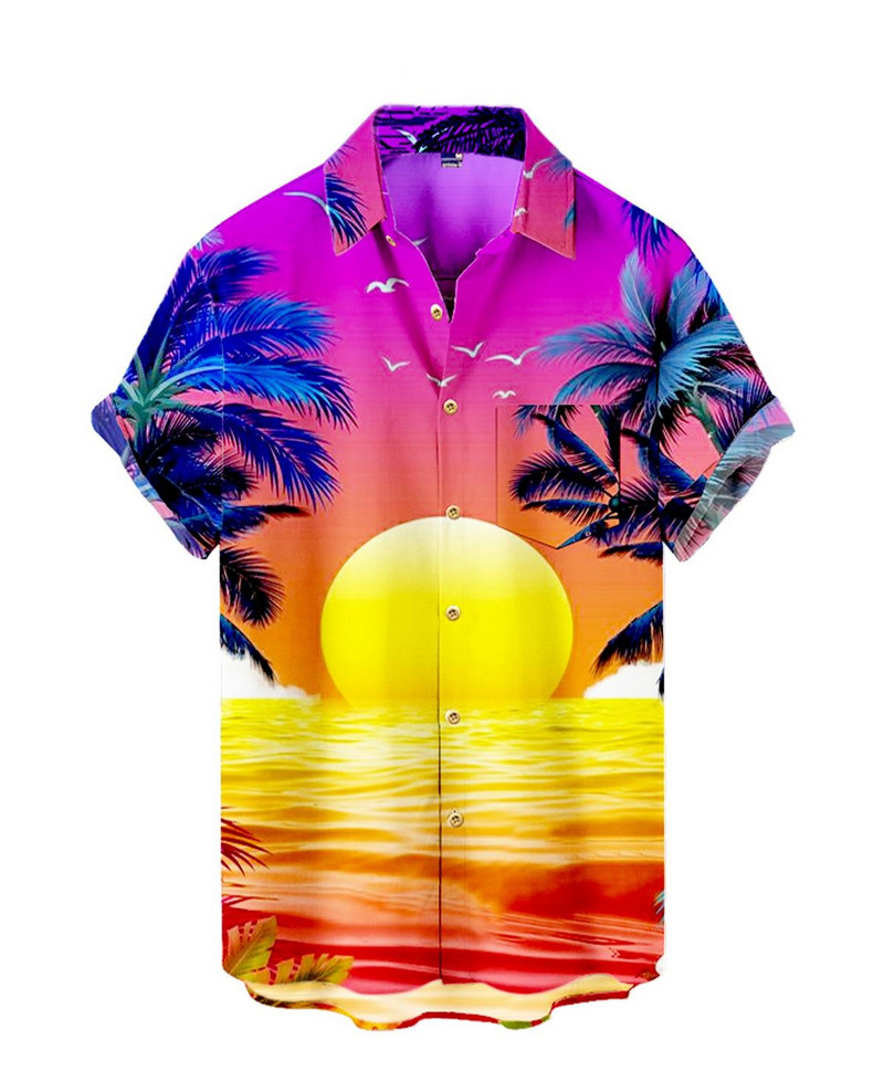 Χαβάη πουκάμισα για άνδρες και γυναίκες, πουκάμισα με στάμπα καρύδας για άνδρες, casual, κοντομάνικα, πέτο, μονόστομο, μεγάλο 5XL