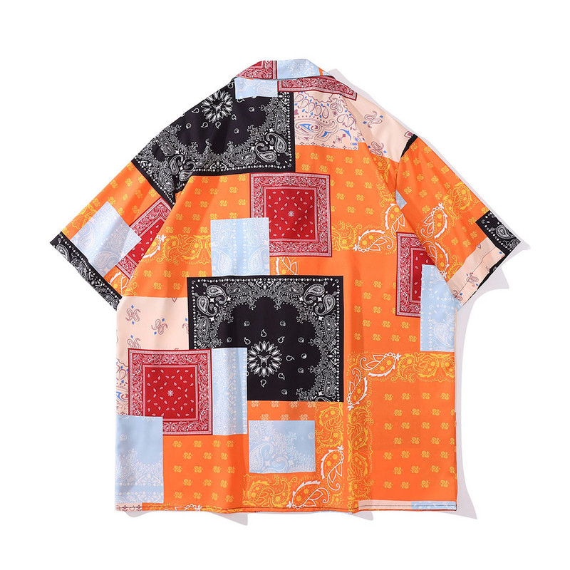 Tumša ikona Oranžs Bandana Krekls Vīriešu Vasaras plāns Materiāls Holiday Beach Vīriešu krekli Polo krekls