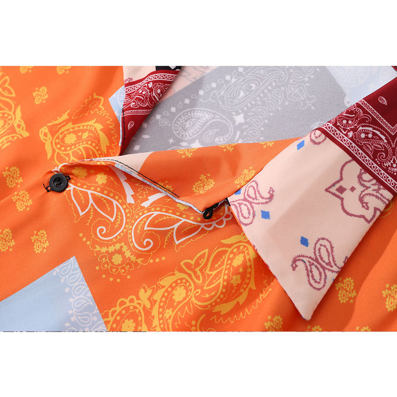 Tumša ikona Oranžs Bandana Krekls Vīriešu Vasaras plāns Materiāls Holiday Beach Vīriešu krekli Polo krekls