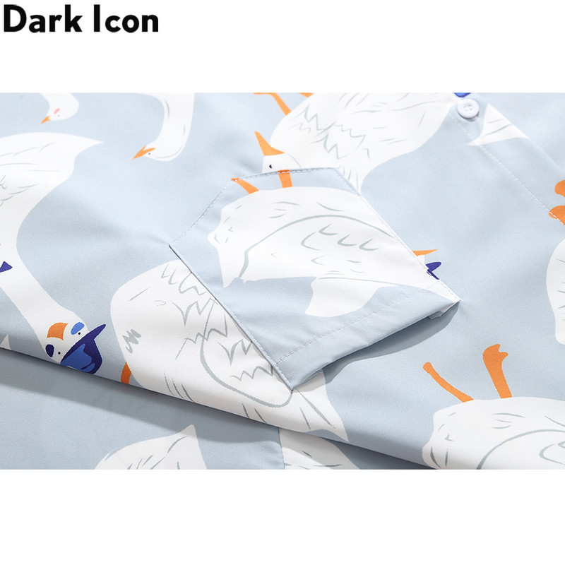 Dark Icon Cămașă pentru bărbați supradimensionată cu printuri întregi, cu mânecă scurtă, cămăși de vară Streetwear pentru bărbați