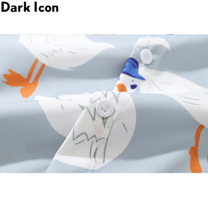 Dark Icon Cămașă pentru bărbați supradimensionată cu printuri întregi, cu mânecă scurtă, cămăși de vară Streetwear pentru bărbați