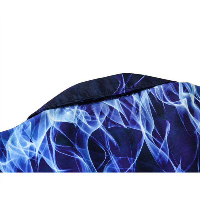 Dark Icon Blue Flame Polo Ανδρικό πουκάμισο καλοκαιρινό ελαφρύ υλικό Χαβάης πουκάμισα Streetwear Ανδρικό πουκάμισο