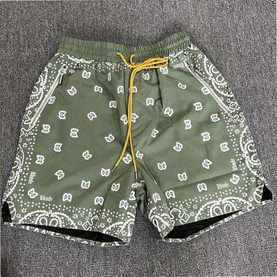 RHUDE 2023 elastsed lühikesed püksid, mustad hingavad meeste naiste prinditud kvaliteetsed rannanöörid, saabumine, 1:1 triip sinine