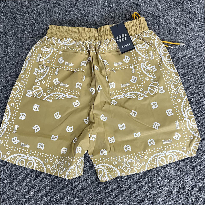 RHUDE 2023 elastsed lühikesed püksid, mustad hingavad meeste naiste prinditud kvaliteetsed rannanöörid, saabumine, 1:1 triip sinine